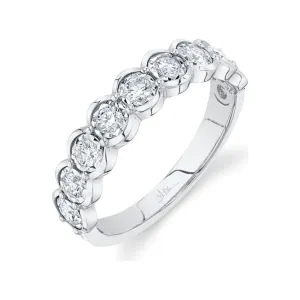 14K White Gold Half Bezel Diamond Band