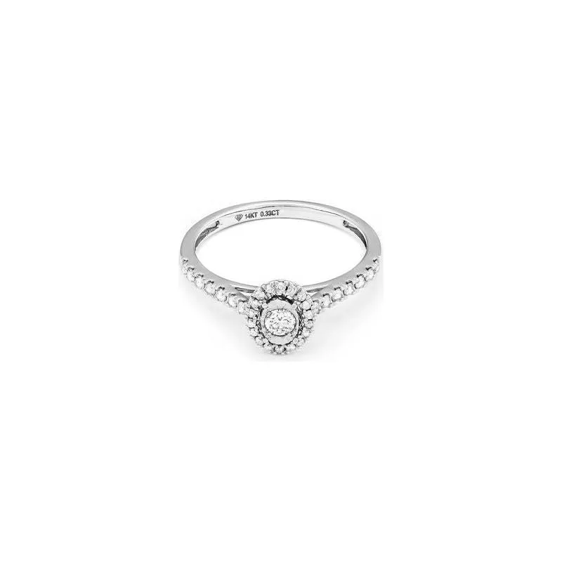 14k White Gold Miracle Mark Oval Halo Engagement Ring