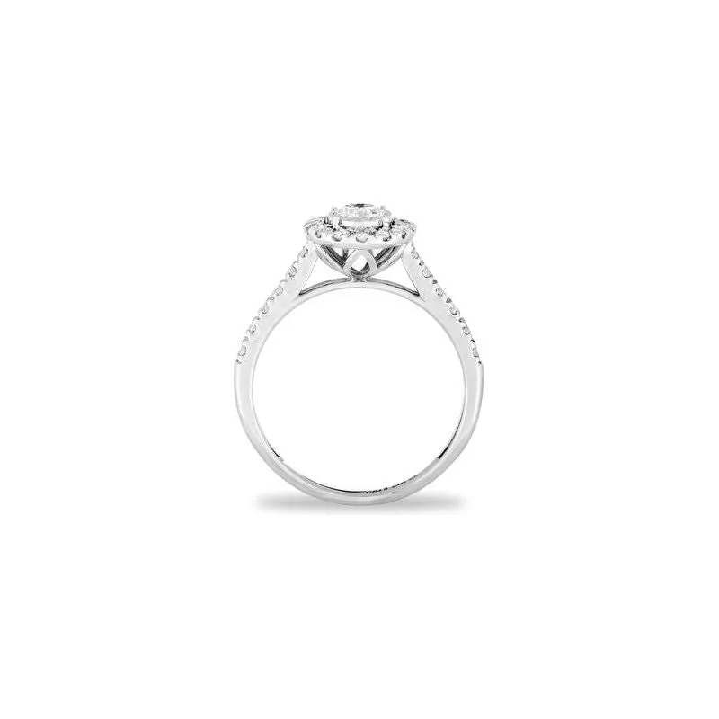 14k White Gold Miracle Mark Oval Halo Engagement Ring