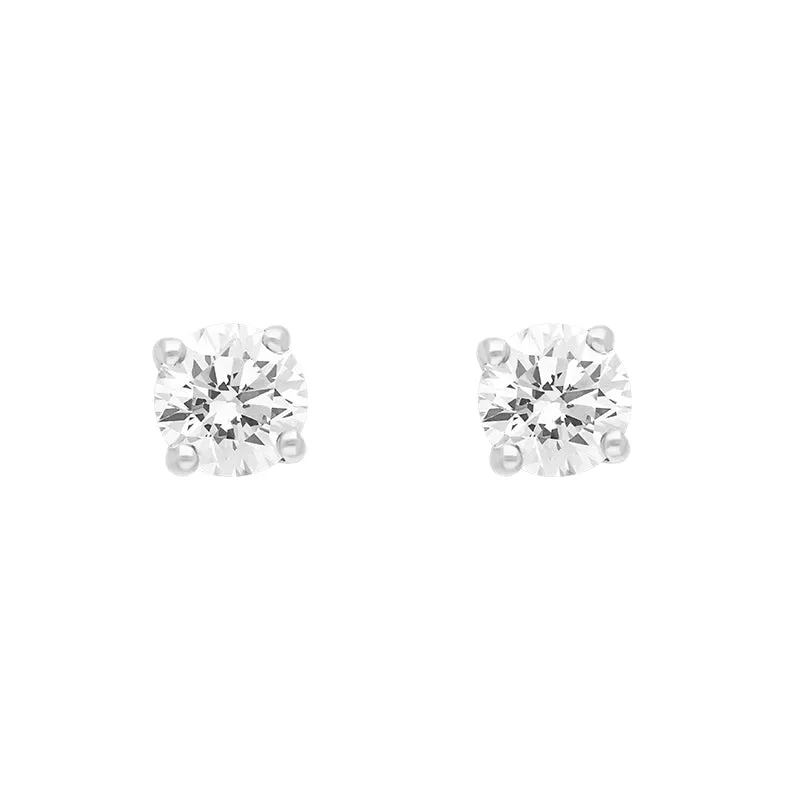 18ct White and Yellow Gold 1.03ct Diamond Solitaire Brilliant Cut Stud Earrings