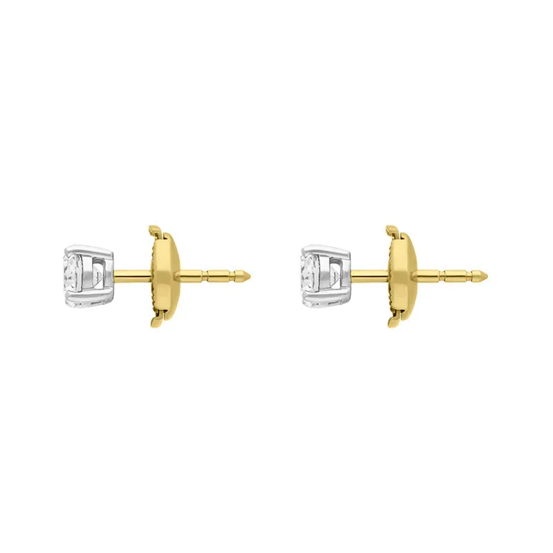 18ct White and Yellow Gold 1.03ct Diamond Solitaire Brilliant Cut Stud Earrings