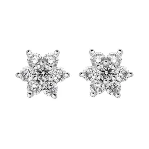 18ct White and Yellow Gold Diamond Cluster Stud Earrings
