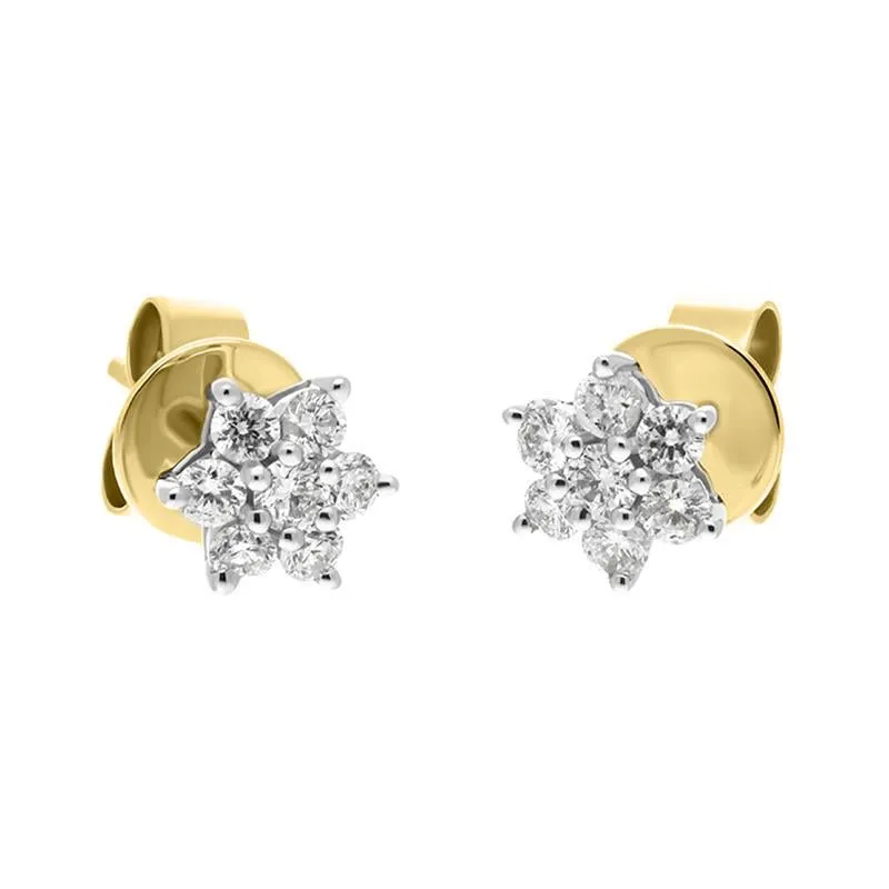 18ct White and Yellow Gold Diamond Cluster Stud Earrings