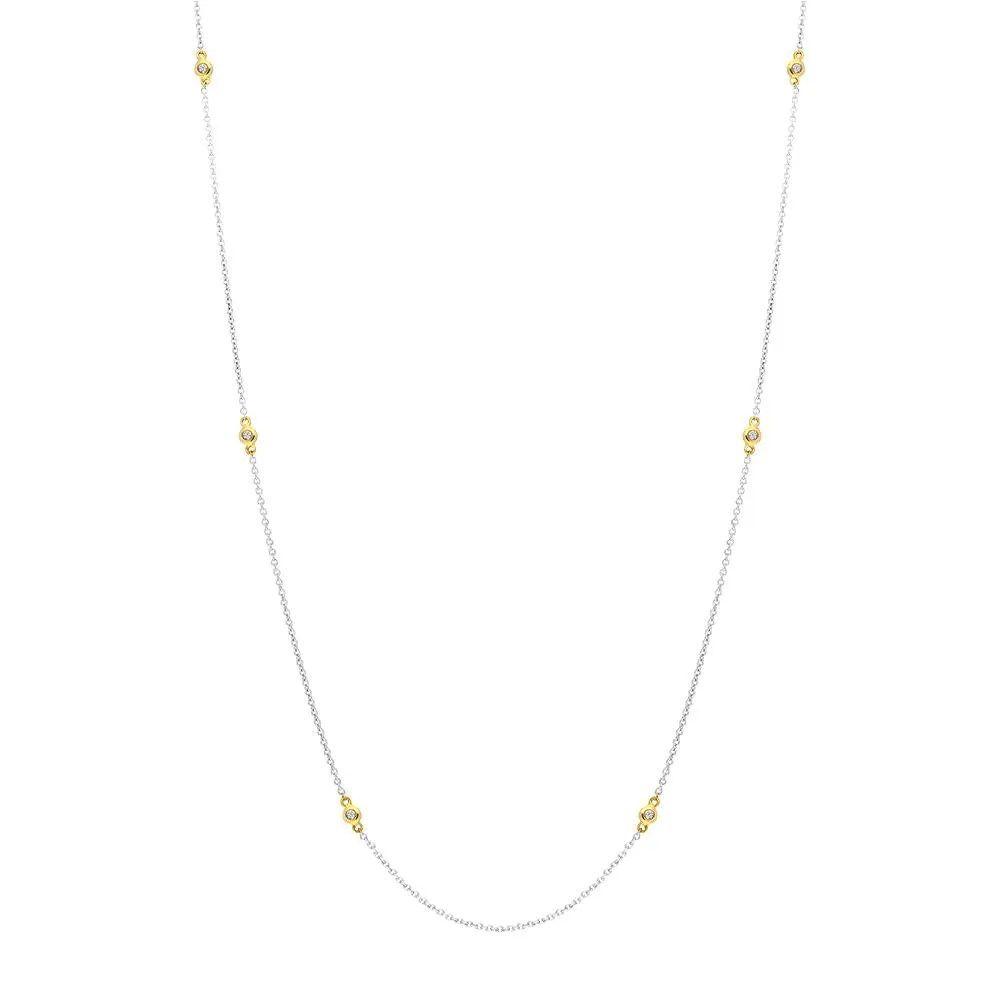 18ct White and Yellow Gold Diamond Necklet