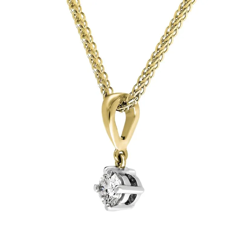 18ct White and Yellow Gold Diamond Solitaire Pendant