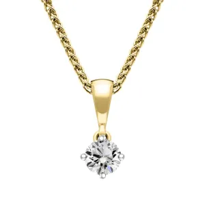 18ct White and Yellow Gold Diamond Solitaire Pendant