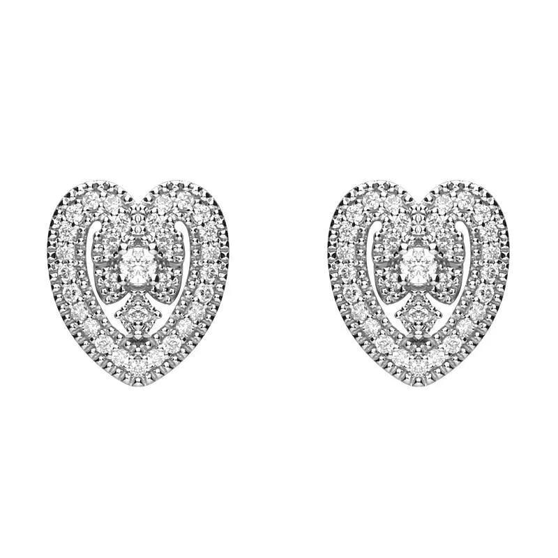 18ct White Gold  0.15ct Diamond Style & Fashion Leaf Stud Earrings