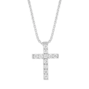 18ct White Gold 0.17ct Diamond Cross Necklace