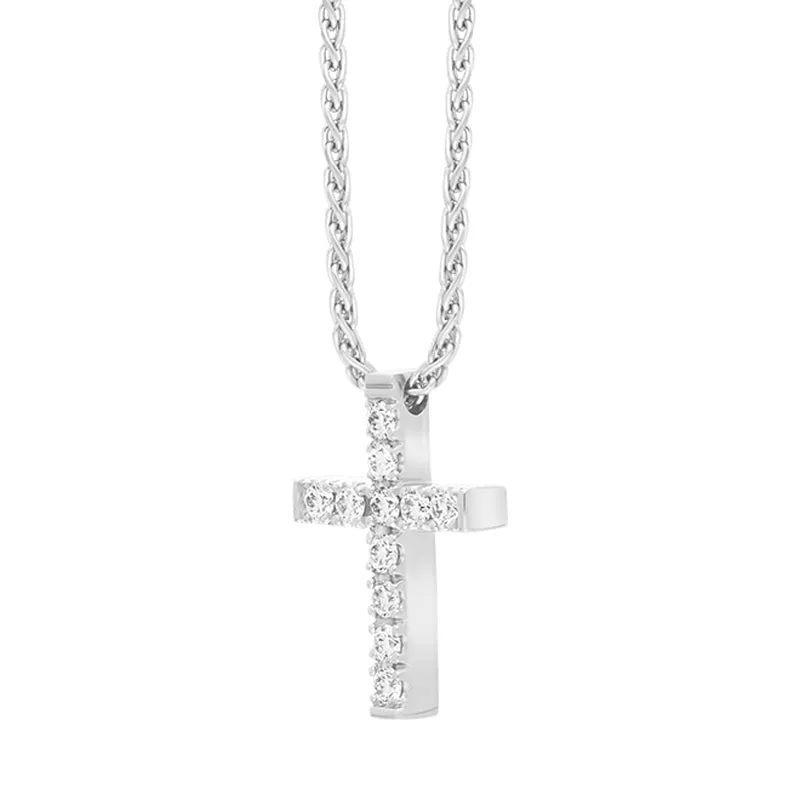 18ct White Gold 0.17ct Diamond Cross Necklace