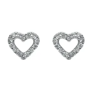 18ct White Gold 0.22ct Diamond Open Heart Stud Earrings