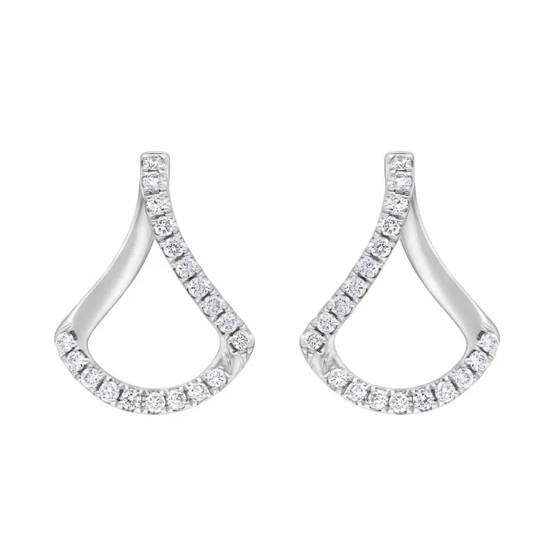 18ct White Gold 0.30ct Diamond Open Bell Shaped Earrings