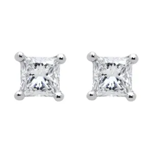 18ct White Gold 0.30ct Diamond Solitaire Princess Cut Stud Earrings