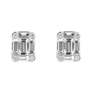 18ct White Gold 0.31ct Diamond Baguette Cut Stud Earrings