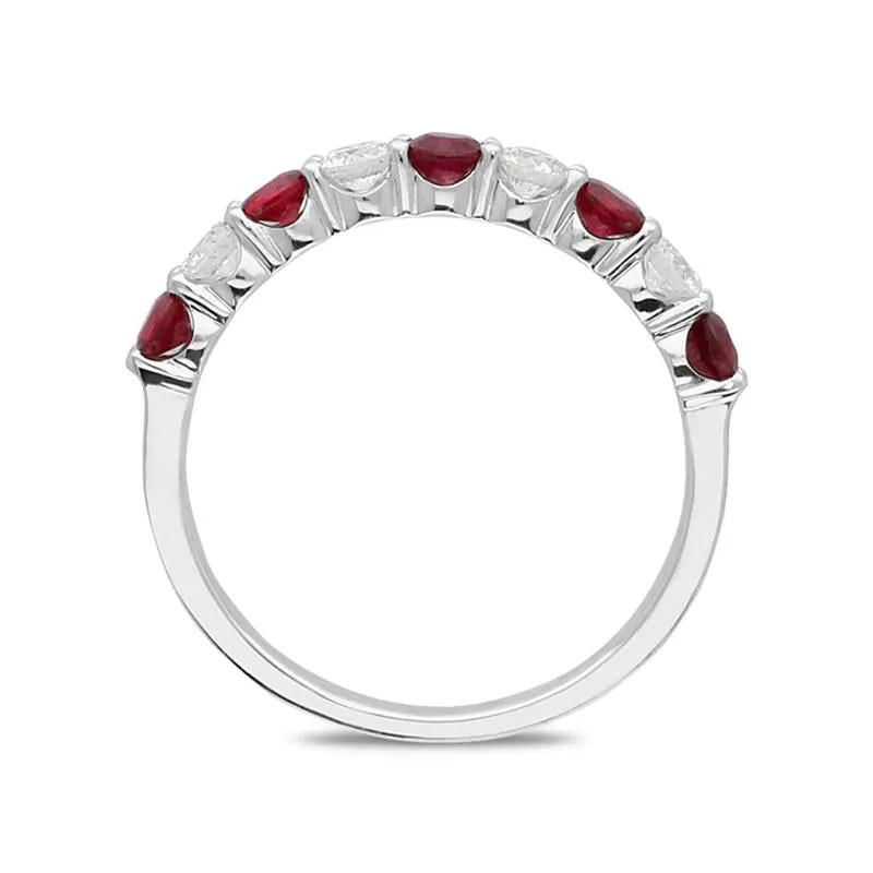 18ct White Gold 0.38ct Ruby Diamond Half Eternity Ring D
