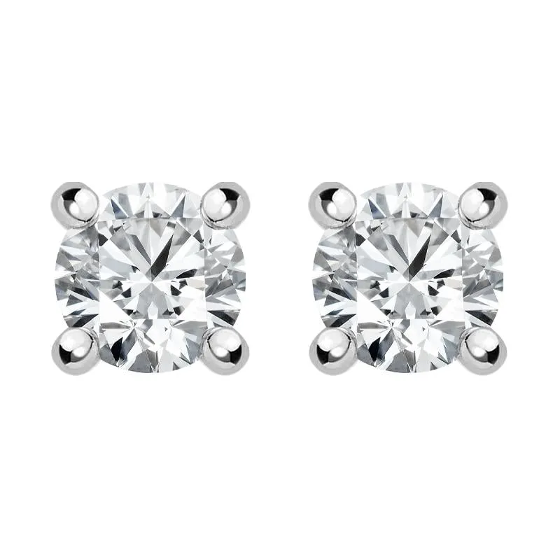 18ct White Gold 0.41ct Diamond Claw Set Solitaire Stud Earrings