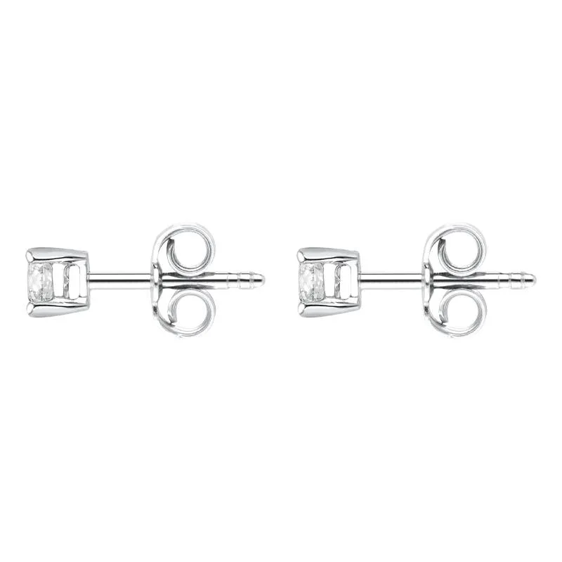 18ct White Gold 0.41ct Diamond Claw Set Solitaire Stud Earrings