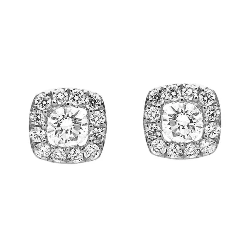 18ct White Gold 0.43ct Diamond Cushion Stud Earrings