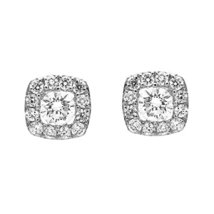 18ct White Gold 0.43ct Diamond Cushion Stud Earrings