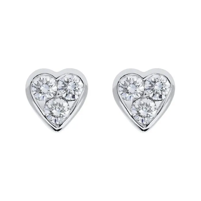 18ct White Gold 0.45ct Diamond Heart Stud Earrings