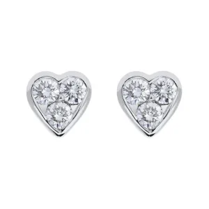 18ct White Gold 0.45ct Diamond Heart Stud Earrings