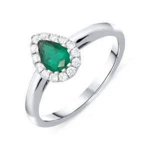 18ct White Gold 0.46ct Emerald Diamond Pear Cut Ring