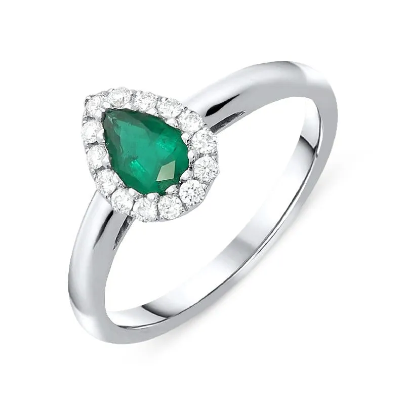 18ct White Gold 0.46ct Emerald Diamond Pear Cut Ring