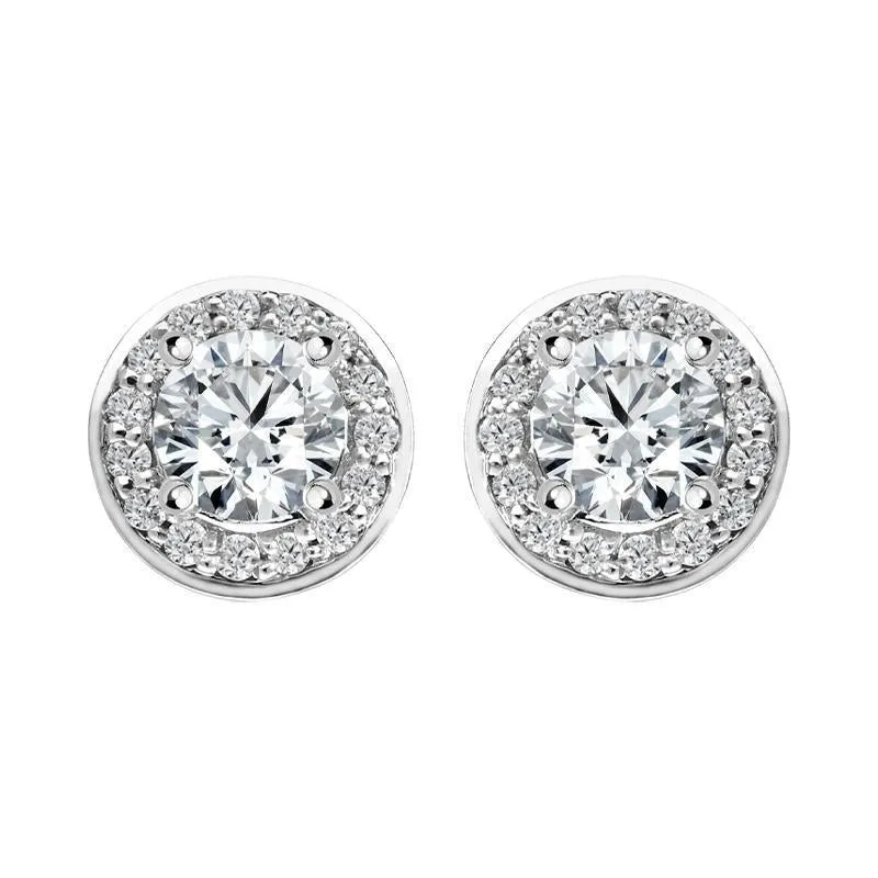 18ct White Gold 0.50ct Diamond Halo Stud Earrings