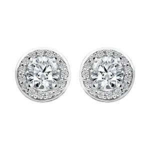 18ct White Gold 0.50ct Diamond Halo Stud Earrings