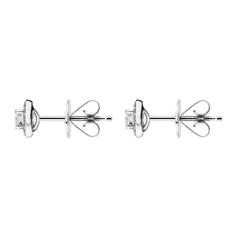 18ct White Gold 0.50ct Diamond Halo Stud Earrings