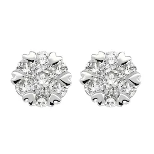18ct White Gold 0.50ct Diamond Heart Edge Stud Earrings