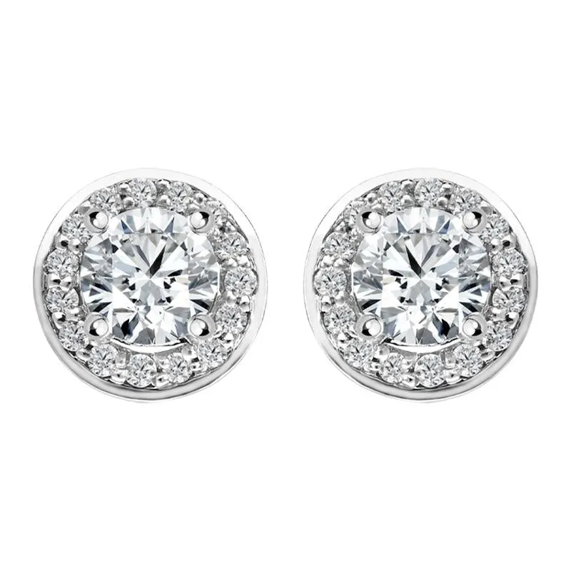 18ct White Gold 0.69ct Diamond Halo Stud Earrings