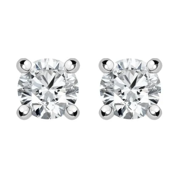18ct White Gold 0.80ct Diamond Solitaire Brilliant Cut Stud Earrings