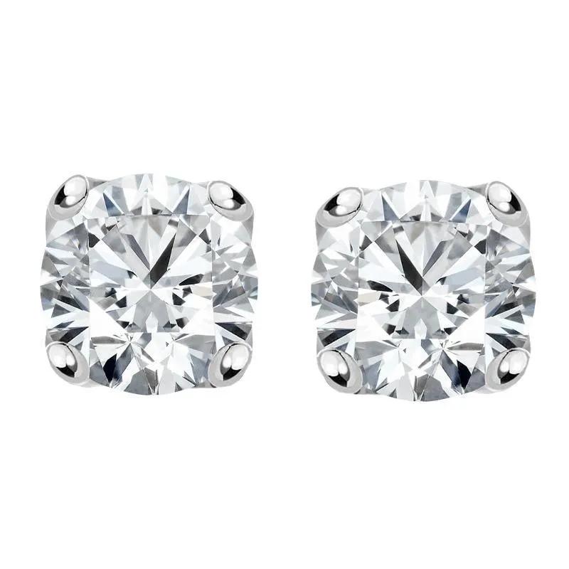 18ct White Gold 0.80ct Diamond Solitaire Brilliant Cut Stud Earrings