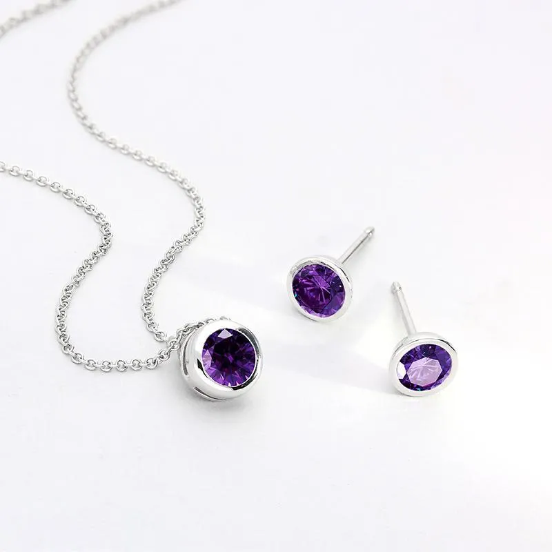 18ct White Gold 0.88ct Amethyst Round Stud Earrings