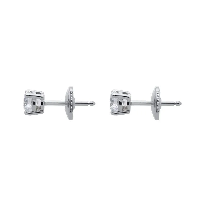 18ct White Gold 1.03ct Diamond Solitaire Stud Earrings