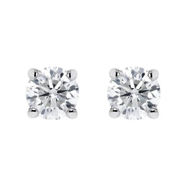 18ct White Gold 1.03ct Diamond Solitaire Stud Earrings