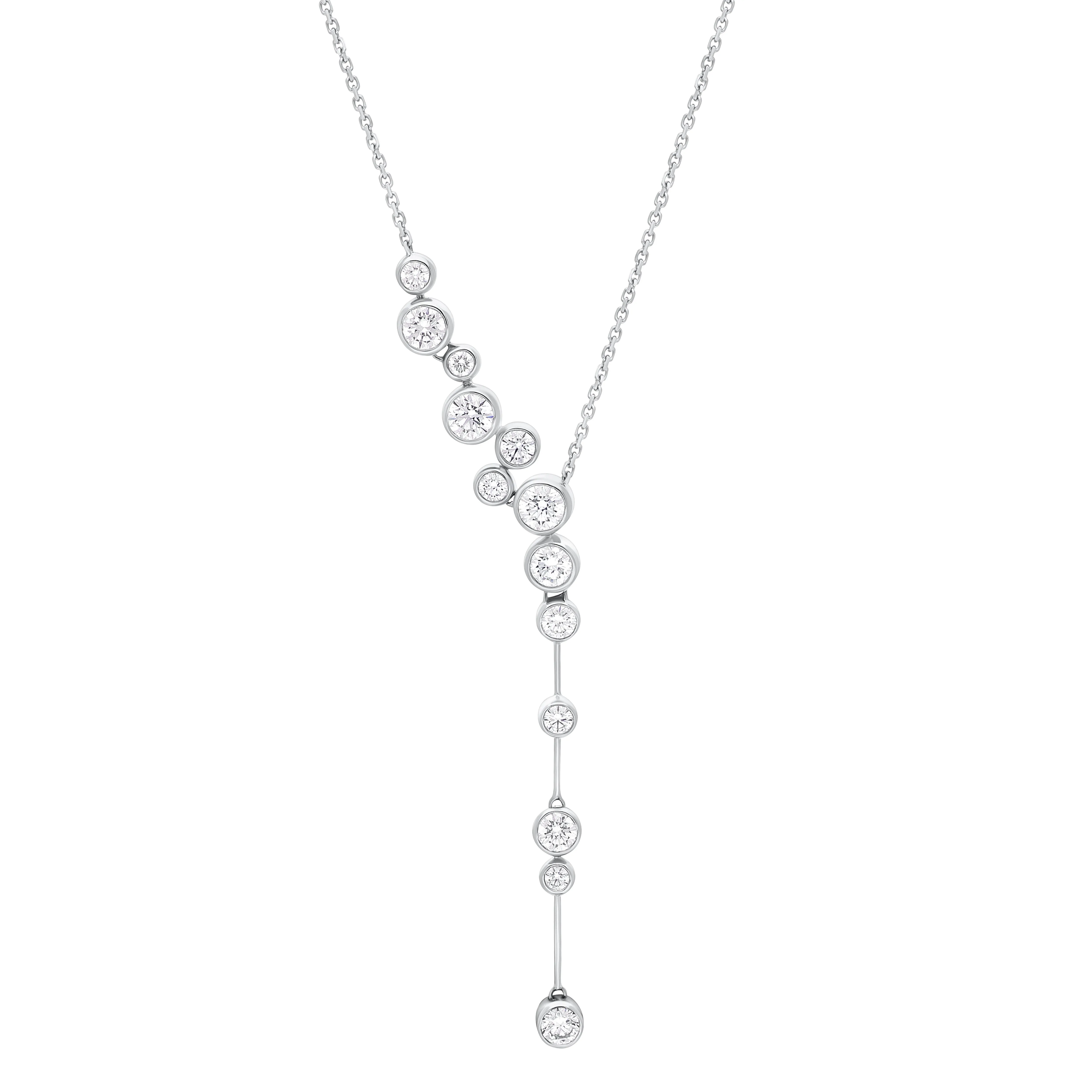 18ct White Gold 1.54ct Diamond Bubble Drop Necklet