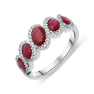 18ct White Gold 1.54ct Ruby Diamond Dress Ring