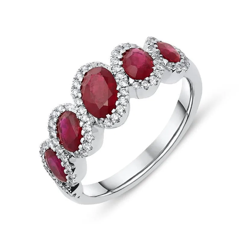18ct White Gold 1.54ct Ruby Diamond Dress Ring