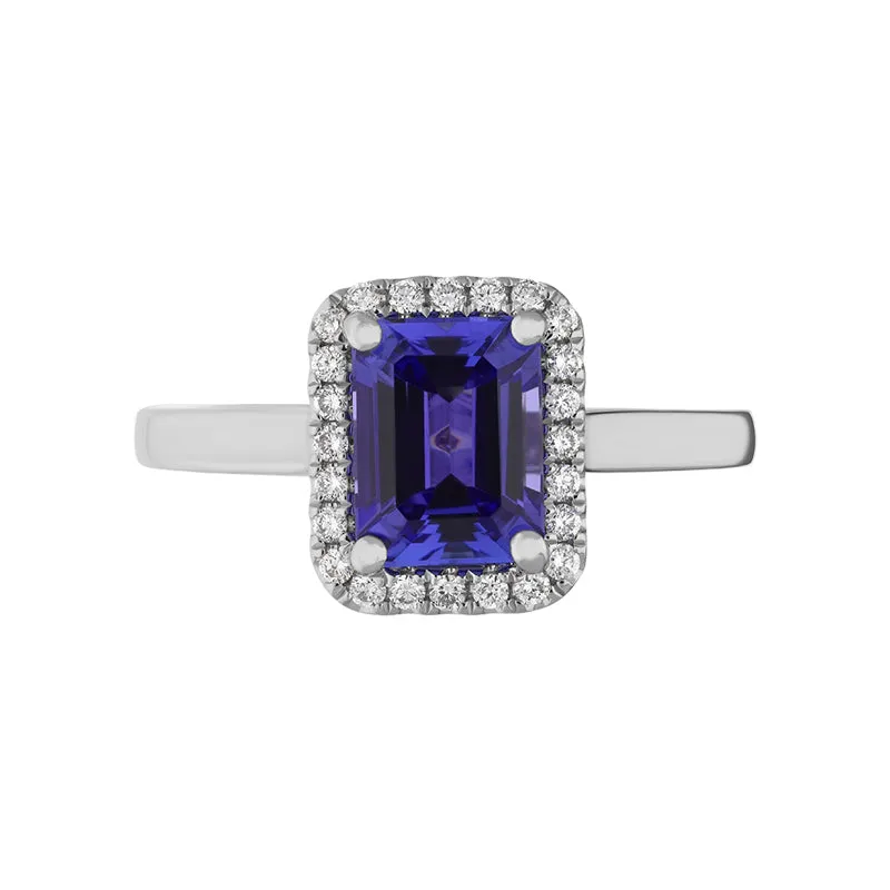 18ct White Gold 1.80ct Tanzanite Diamond Cluster Ring