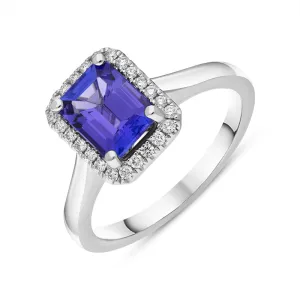 18ct White Gold 1.80ct Tanzanite Diamond Cluster Ring