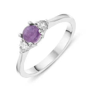 18ct White Gold Blue John Diamond Round Claw Set Ring
