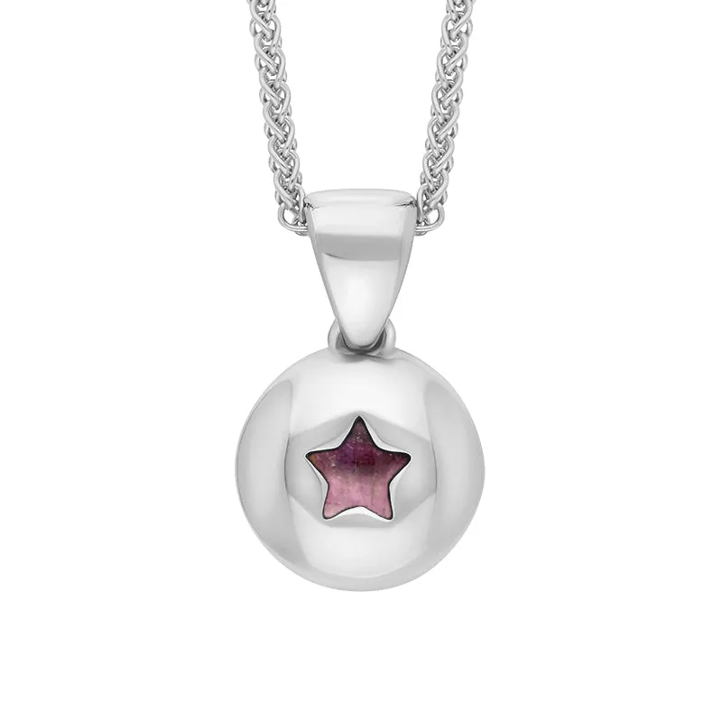 18ct White Gold Blue John Star Disc Necklace