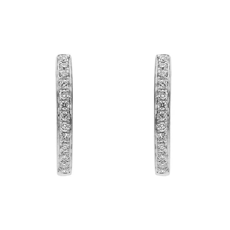 18ct White Gold Brilliant Cut 0.13ct Diamond Hoop Earrings