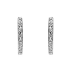 18ct White Gold Brilliant Cut 0.13ct Diamond Hoop Earrings