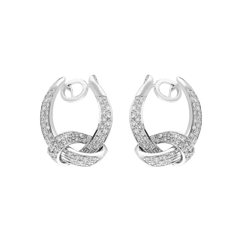 18ct White Gold Diamond Knot Drop Earrings