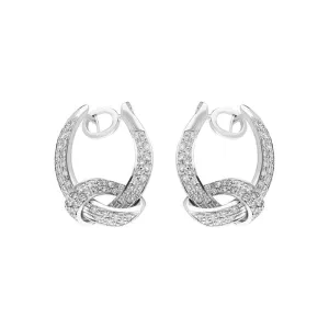18ct White Gold Diamond Knot Drop Earrings
