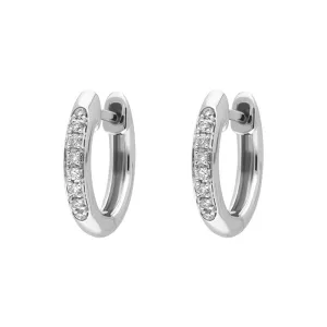 18ct White Gold Diamond Small Hoop Earrings