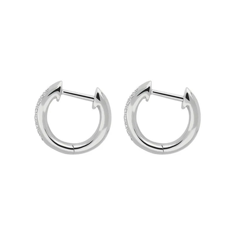 18ct White Gold Diamond Small Hoop Earrings