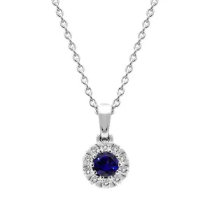 18ct White Gold Sapphire Diamond Cluster Pendant